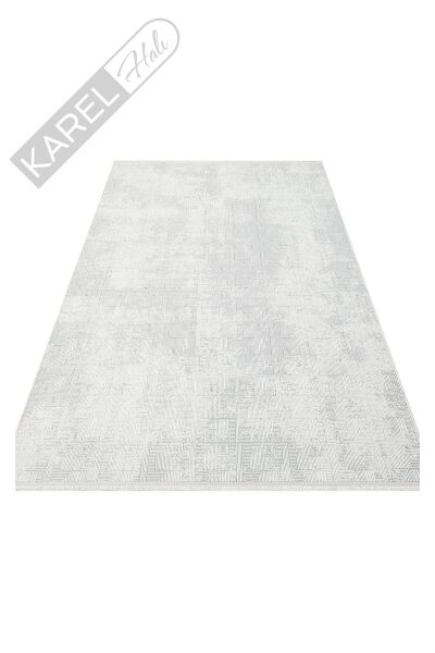SATEEN ST 109 CREAM GREY Yıkanabilir Kaymaz Tabanlı Hav Vermez Sık Dokuma Modern Halı