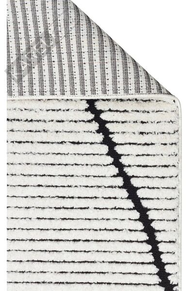 TERAZZO TRZ 07 WHITE BLACK Hav Toz Vermez Yumuşak Dokulu Etnik Örgü Desenlere Sahip Modern İskindin