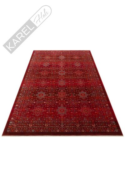 PIETRA PTA 21 RED Sıcak Renk Tonlarını Etnik Desenler ile Buluşturan Yumuşak Tuşeli Makine Halısı