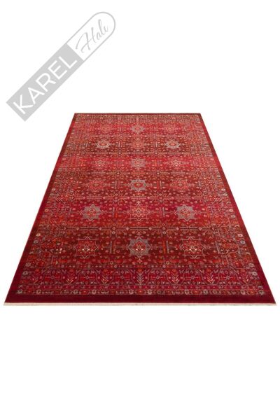PIETRA PTA 21 RED Sıcak Renk Tonlarını Etnik Desenler ile Buluşturan Yumuşak Tuşeli Makine Halısı