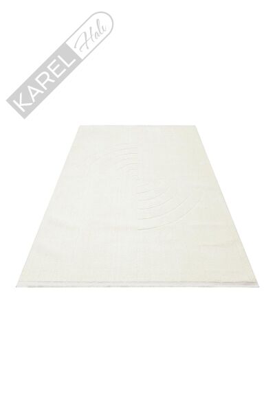 MISSORI MSR 01 WHITE Hav Toz Vermez Sade Desenli Yumuşak Dokulu Modern Makine Halısı