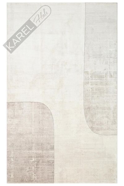 MERANO MRN 01 CREAM GREY Geometrik Desenli Yüksek Kalite Sık Dokuma Salon Halısı