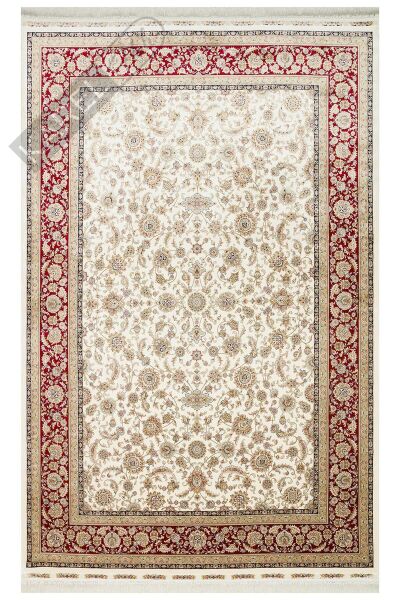 ISFAHAN ISF 03 CREAM RED Klasik Desenli Yüksek Kalite Sık Dokuma Makine Halısı