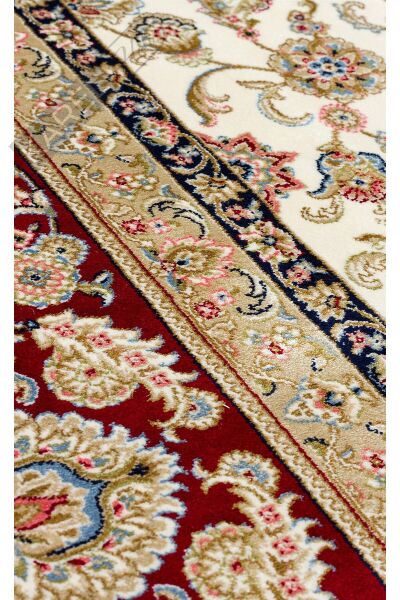 ISFAHAN ISF 03 CREAM RED Klasik Desenli Yüksek Kalite Sık Dokuma Makine Halısı