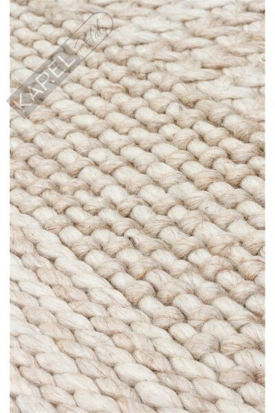 JADE J352 BEIGE  Naturel Kazak Örgü Desenli El Dokuma Örgü Halı