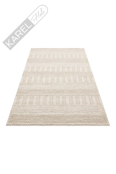 JADE J352 BEIGE  Naturel Kazak Örgü Desenli El Dokuma Örgü Halı