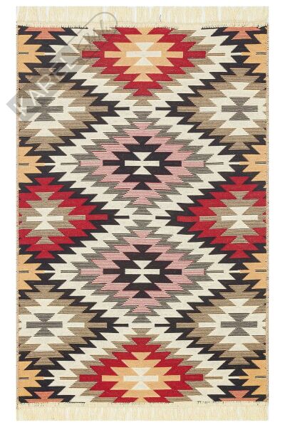 ARYA AR 33 RED Yıkanabilir Çift Taraflı Modern Desenli Dokuma Kilim