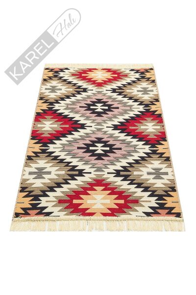 ARYA AR 33 RED Yıkanabilir Çift Taraflı Modern Desenli Dokuma Kilim