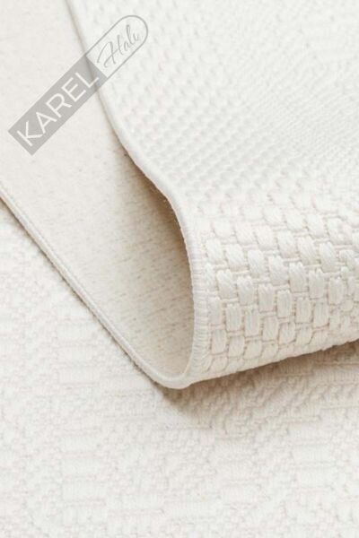 MONO LUX MNO LUX 02 WHITE Kaymaz Tabanlı Modern Desenlere Sahip İnce Halı