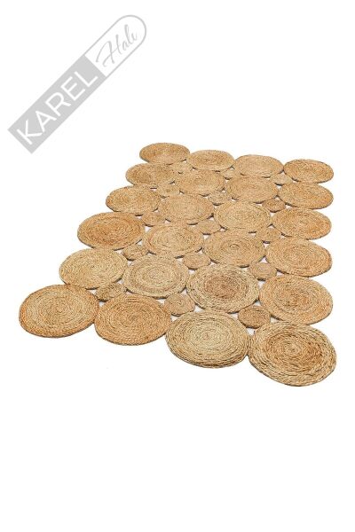 SOLO CA-104 NATURAL XW  Yuvarlak veya Oval El Dokuma Naturel Jüt Hasır Halı