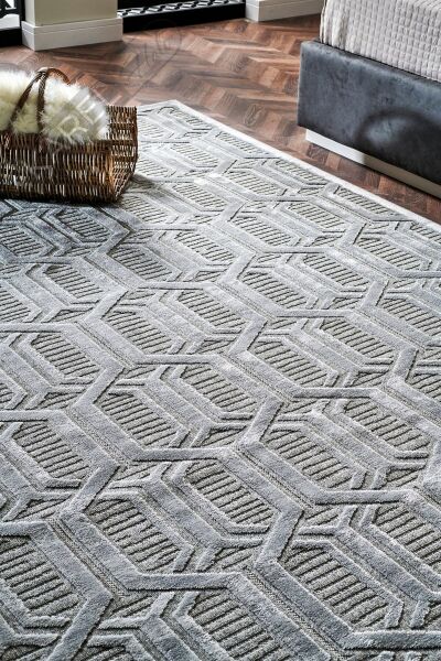 ZENITH ZNT 07 GREY  Yüksek Alçak Dokulu Naturel Yün ve Viskon Modern Dokuma Halı