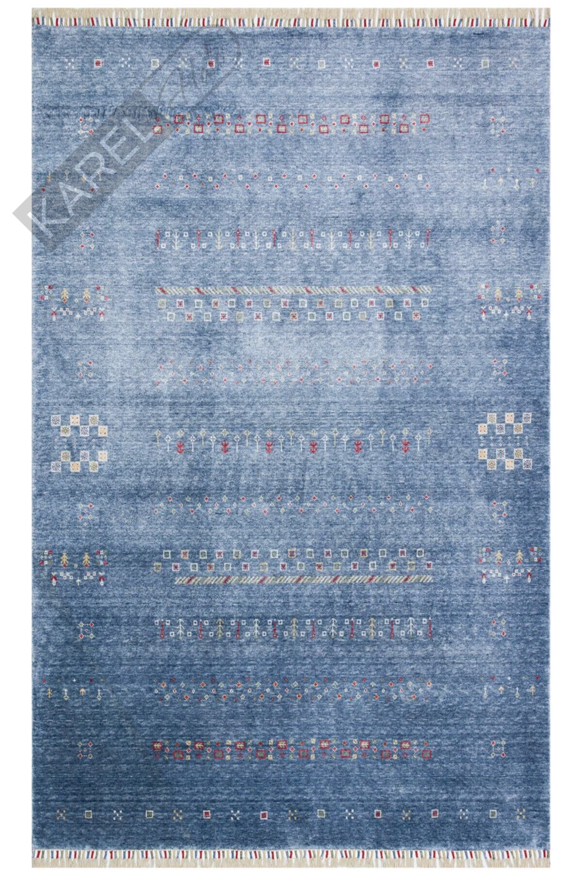 Zara Zr 06 Blue Otantik Desenli El Emeği Ile Özel Tezgahlarda Üretilen Modern Uşak Halısı