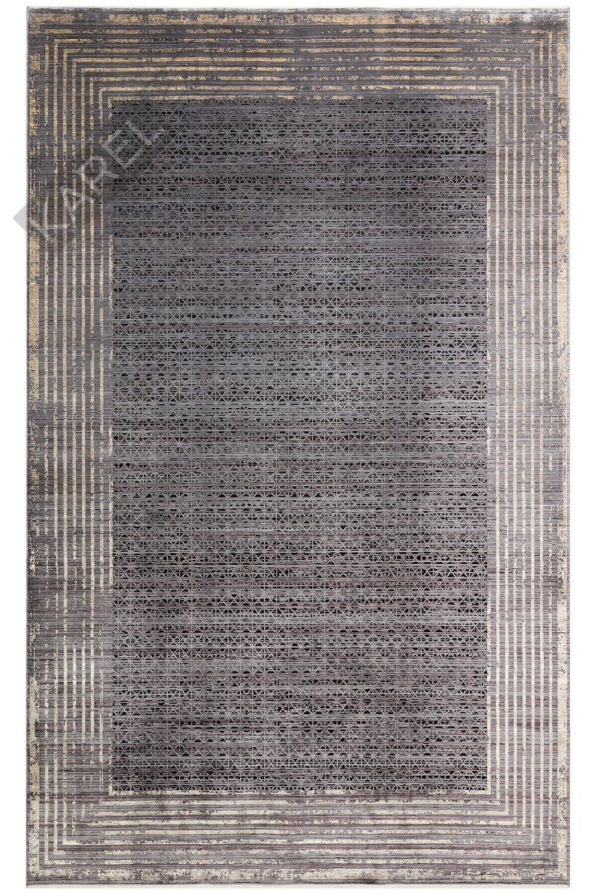 MAHAL MHL 01 ANTRASIT GOLD  Art Deco Desenli Yüksek Kalite Sık Dokuma Salon Halısı