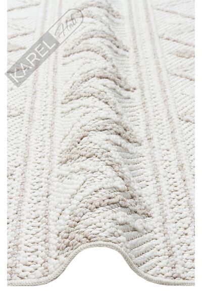 MOTTO MOT 03 WHITE BEIGE Yumuşak Tuşeli Örgü Dokuma Modern Makine Halısı