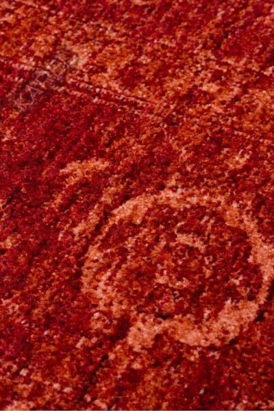 SHIRAZ SHR 03 RED Vintage Eskitme Desenli Modern Yumuşak Dokulu Makine Halısı