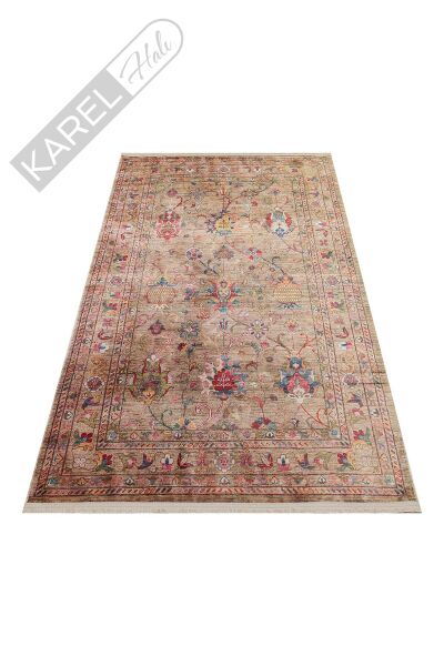 Antıque Atk 08 Beıge Kolay Kullanımlı Kaymaz Tabanlı Karabağ Ve Antik Desenlere Sahip Yıkan