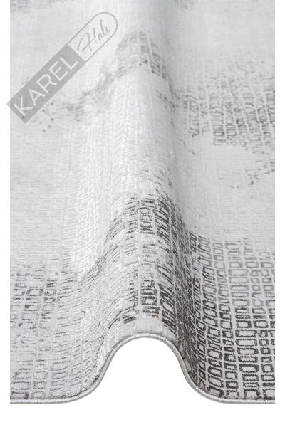 SATEEN ST 108 D.GREY Yıkanabilir Kaymaz Tabanlı Hav Vermez Sık Dokuma Modern Halı