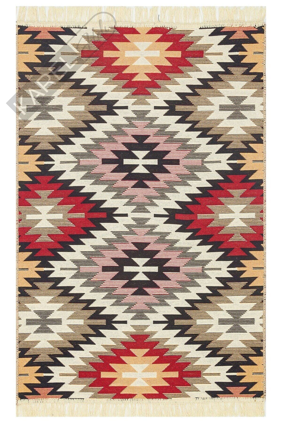 ARYA AR 33 RED Yıkanabilir Çift Taraflı Modern Desenli Dokuma Kilim