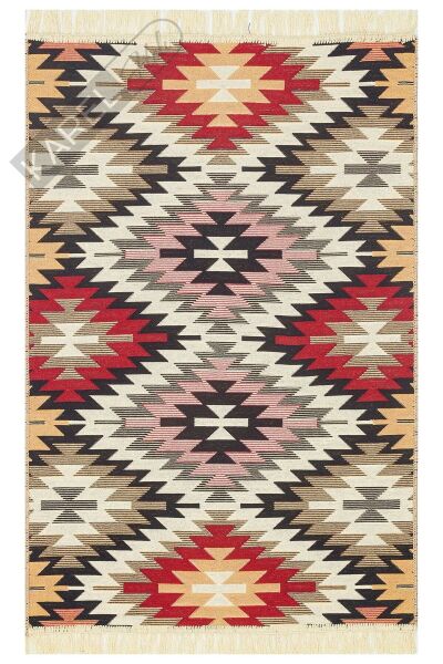 ARYA AR 33 RED Yıkanabilir Çift Taraflı Modern Desenli Dokuma Kilim
