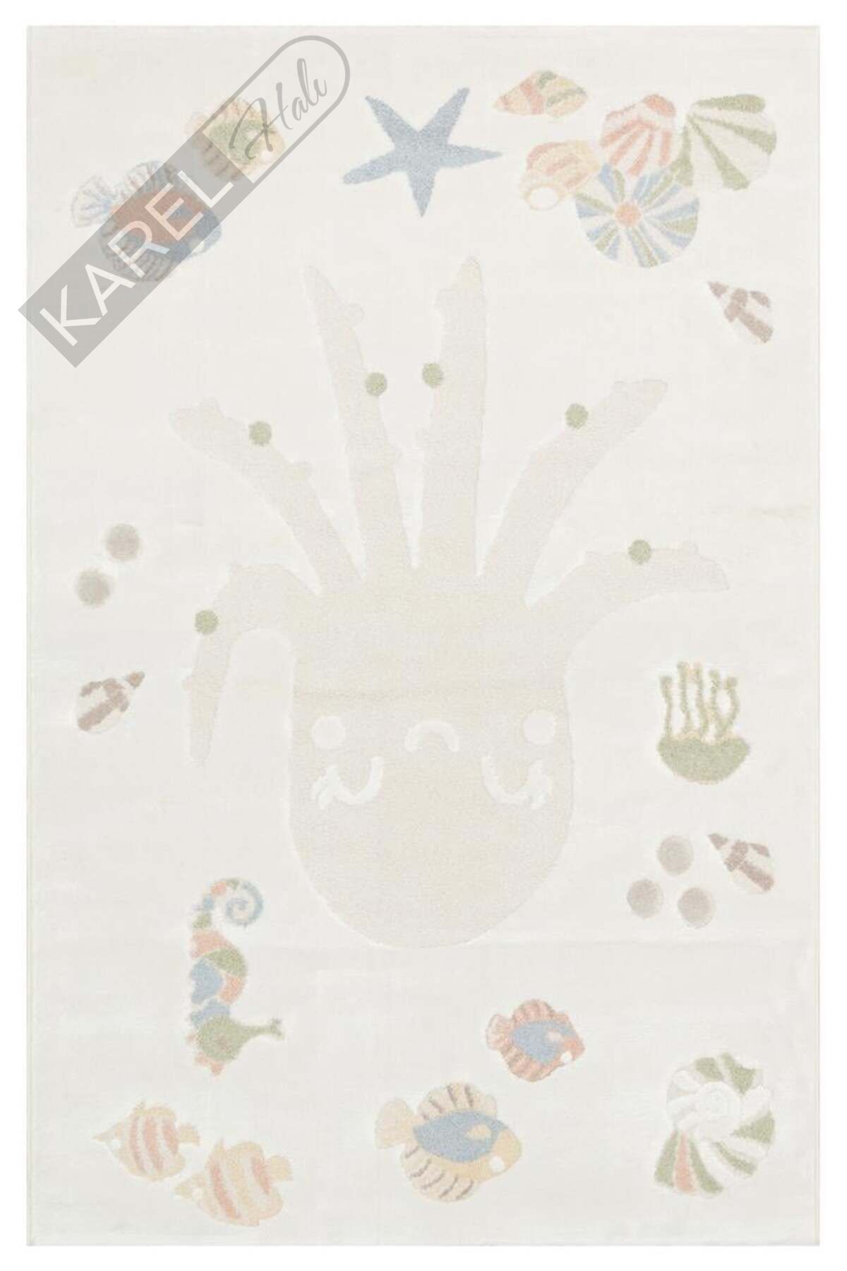 BAMBINO BMB 01 CREAM MULTY Pastel Renkli Hav ve Toz Vermeyen Çocuk Halısı