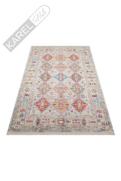 ANTIQUE ATK 06 AQUA Kolay kullanımlı Kaymaz Karabağ ve Antik Desenlere Sahip Yıkanabilir Makine Hal
