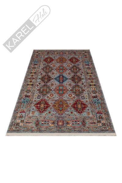 ANTIQUE ATK 06 AQUA Kolay kullanımlı Kaymaz Karabağ ve Antik Desenlere Sahip Yıkanabilir Makine Hal