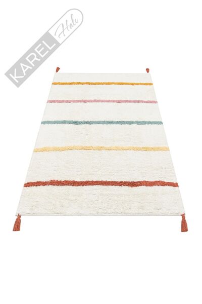 COTTON BOON XW CBN 01 MULTY XW Yıkanabilir Kaymaz Tabanlı Naturel Pamuk Bebek Halısı