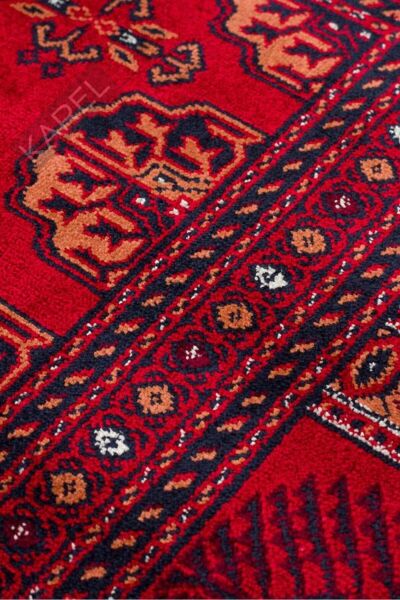 HERAT HER 03 RED Afgan Desenli Viskon Sıkı Dokuma Kaymaz Tabanlı İnce Makine Halısı