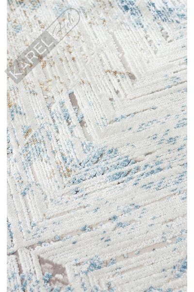 PALMIRA PLM 03 CREAM BLUE Yüksek Kaliteli Sık Dokuma Modern Salon Halısı