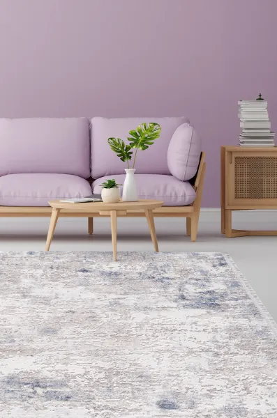 Artemis Halı Romantik - 02436B - Gri Mavi Akrilik Saçaklı Halı