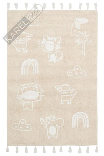 COTTON BOON XXW CBN 16 BEIGE XXW Yıkanabilir Kaymaz Tabanlı Naturel Pamuk Bebek Halısı