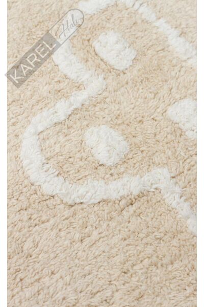 COTTON BOON XXW CBN 16 BEIGE XXW Yıkanabilir Kaymaz Tabanlı Naturel Pamuk Bebek Halısı