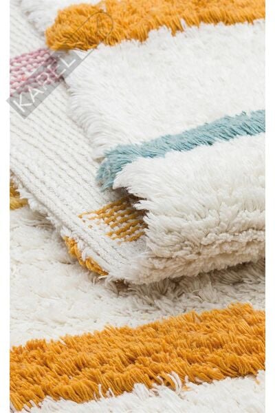 COTTON BOON XW CBN 03 MULTY XW Yıkanabilir Kaymaz Tabanlı Naturel Pamuk Bebek Halısı