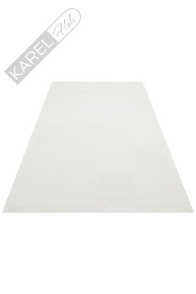 MONO LUX MNO LUX 02 WHITE Kaymaz Tabanlı Modern Desenlere Sahip İnce Halı
