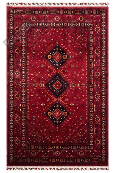 NOSTALJI 961 RED Afgan / Yağcıbedir Desenli El Emeği ile Özel Tezgahlarda Üretilen Tensel Uşak Halı