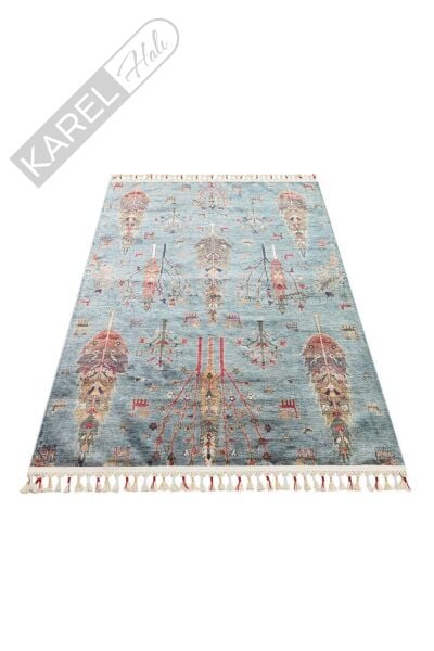 Antique Atk 09 Aqua Kolay Kullanımlı Kaymaz Karabağ Ve Antik Desenlere Sahip Yıkanabilir Ma