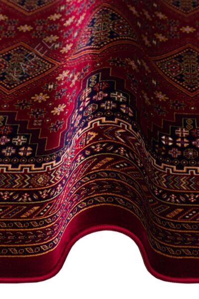 SATEEN AFGHAN SFG 01 RED Yıkanabilir Afgan Desenli Hav Toz Vermeyen Kaymaz Tabanlı Sık Dokuma Halı