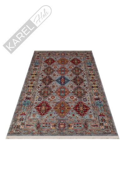 ANTIQUE ATK 06 AQUA Kolay kullanımlı Kaymaz Karabağ ve Antik Desenlere Sahip Yıkanabilir Makine Hal