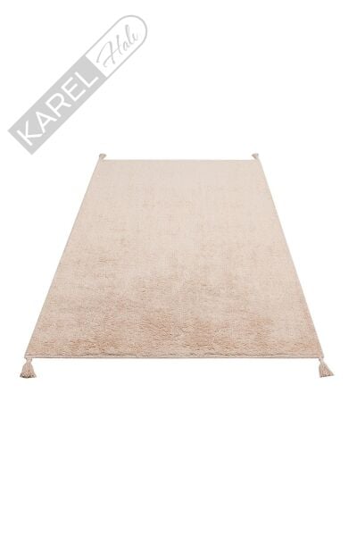 COTTON BOON CBN PLAIN BEIGE Yıkanabilir Kaymaz Tabanlı Naturel Pamuk Bebek Halısı