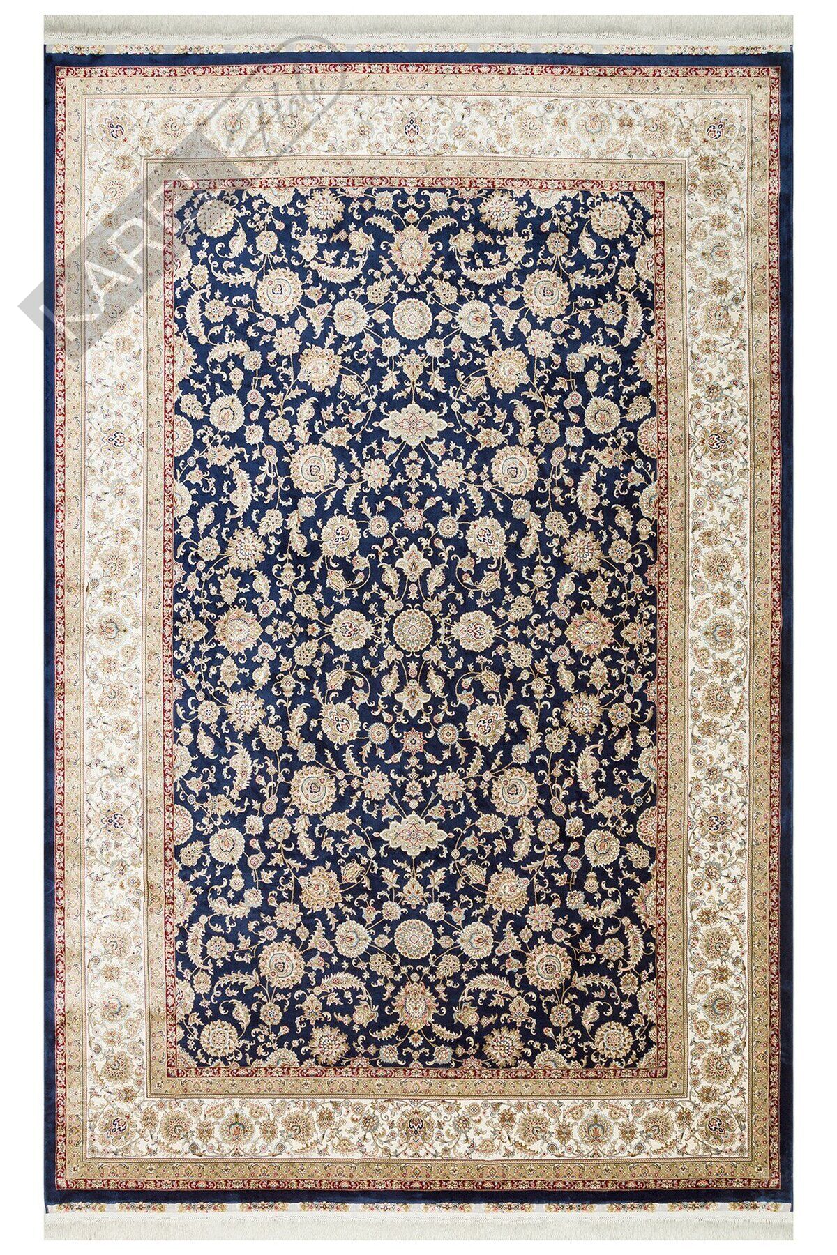 ISFAHAN ISF 03 NAVY CREAM Klasik Desenli Yüksek Kalite Sık Dokuma Makine Halısı