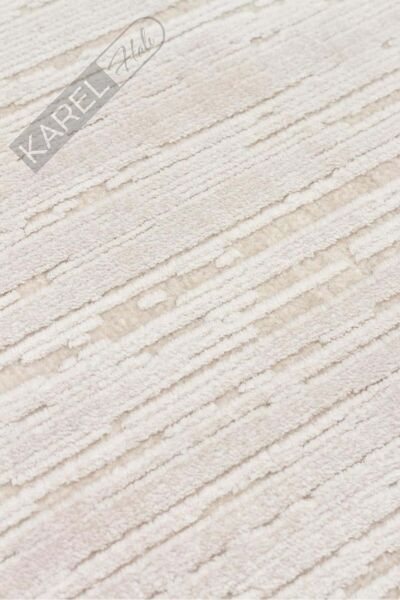 SIERRA SR 01 BEIGE WHITE Yüksek Alçak Oyma Dokuya Sahip Sık Dokuma Modern Salon Halısı