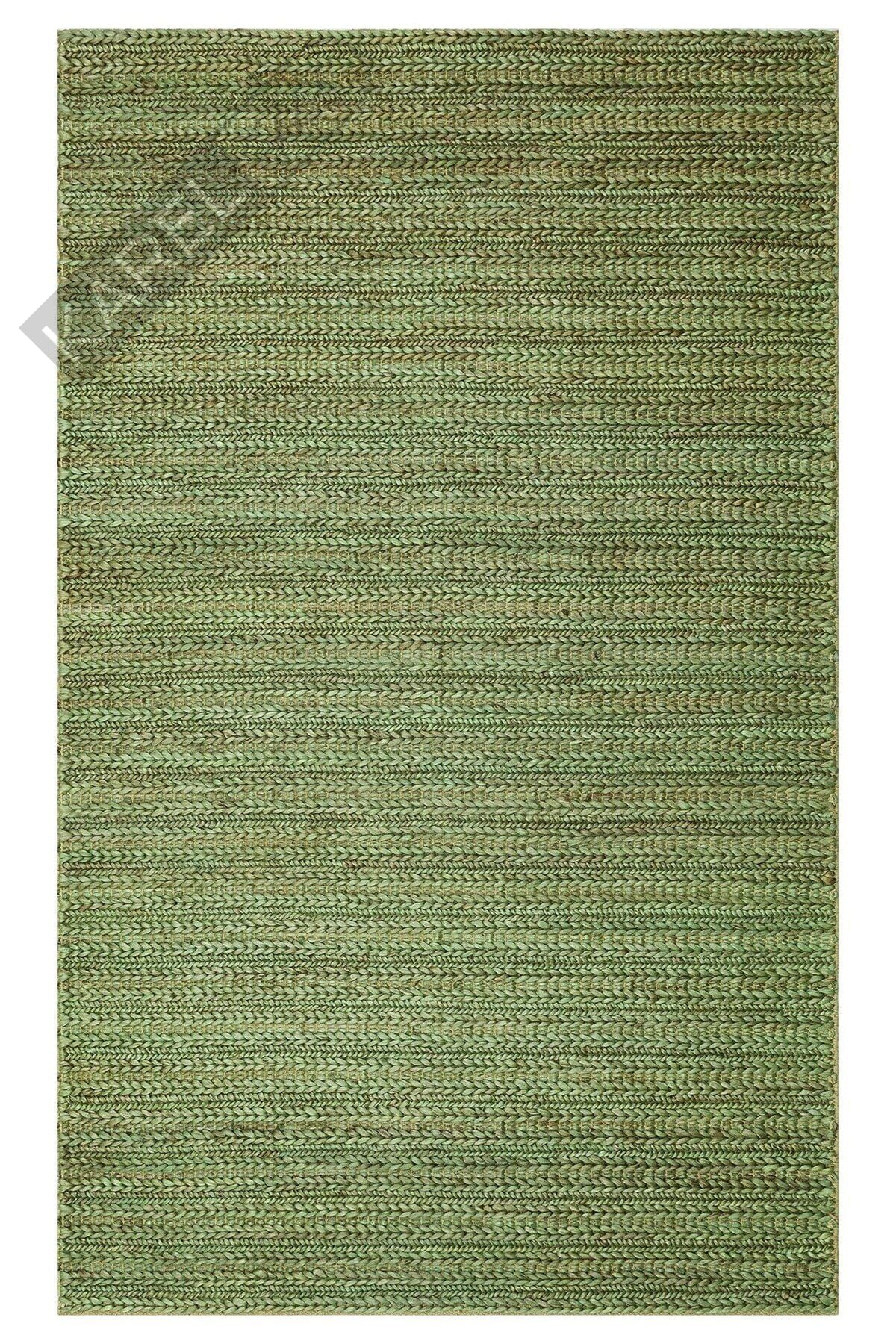 NETRA TRIPLE GREEN XW  Farklı Örgü Dokusuna Sahip El Dokuma Naturel Jüt Hasır Halı