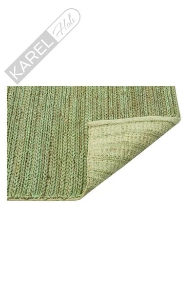 NETRA TRIPLE GREEN XW  Farklı Örgü Dokusuna Sahip El Dokuma Naturel Jüt Hasır Halı