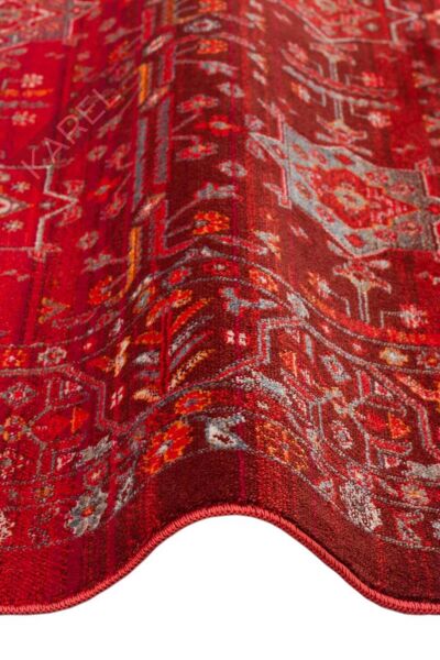 PIETRA PTA 21 RED Sıcak Renk Tonlarını Etnik Desenler ile Buluşturan Yumuşak Tuşeli Makine Halısı