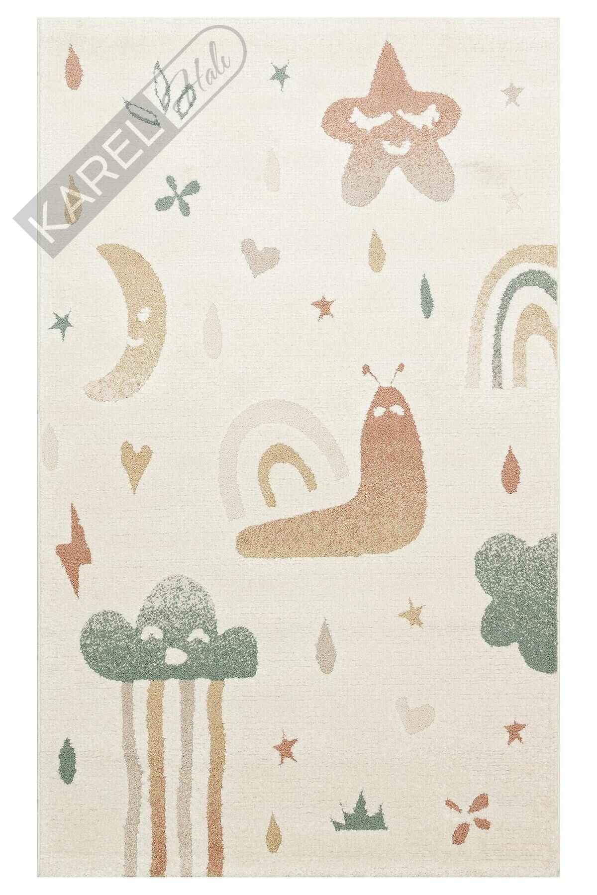 PICCOLO PCL 06 CREAM MULTY Pastel Renkli Hav ve Toz Vermeyen Çocuk Halısı