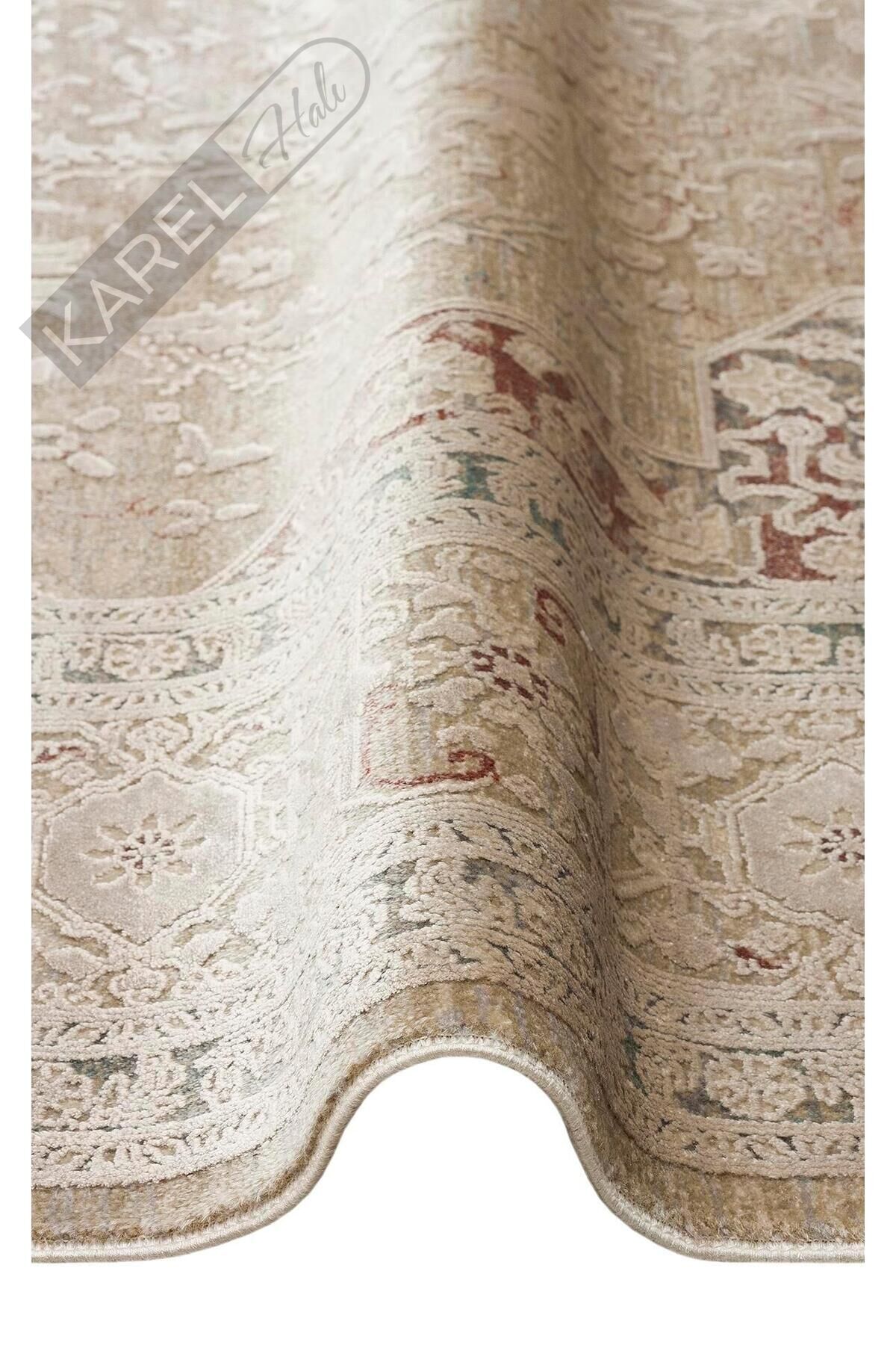 BABIL BBL 02 BEIGE  Yumuşak Dokulu Vintage Esintilere Sahip Over-dyed Sık Dokuma Salon Halısı