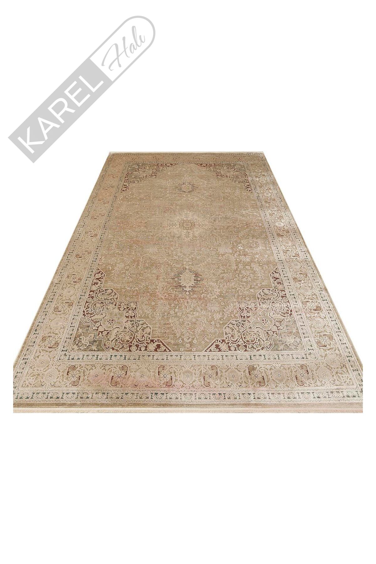 BABIL BBL 02 BEIGE  Yumuşak Dokulu Vintage Esintilere Sahip Over-dyed Sık Dokuma Salon Halısı