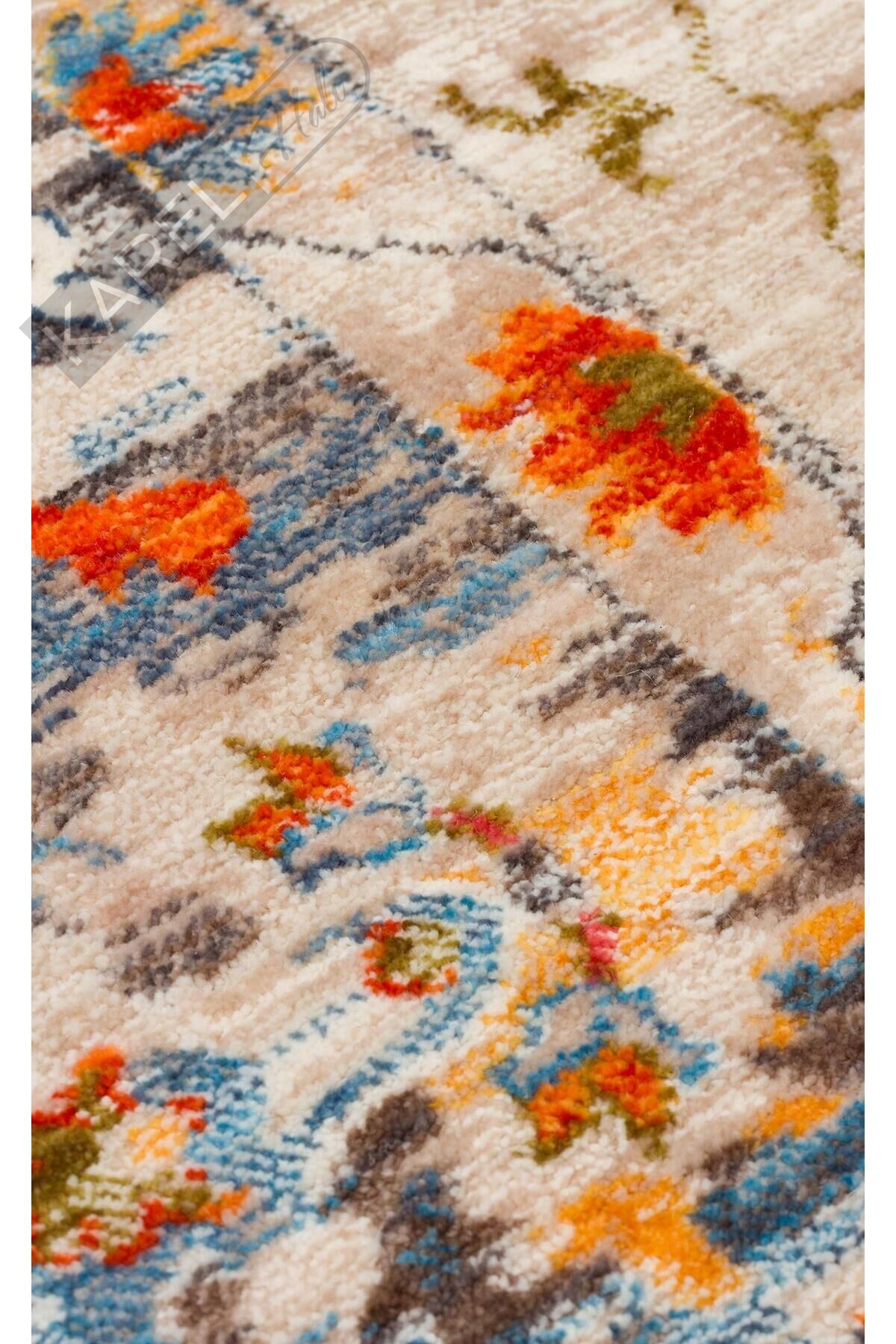 PIETRA PTA 19 BEIGE MULTY Sıcak Renk Tonlarını Etnik Desenler ile Buluşturan Yumuşak Tuşeli Makine