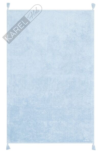 COTTON BOON CBN PLAIN BLUE Yıkanabilir Kaymaz Tabanlı Naturel Pamuk Bebek Halısı