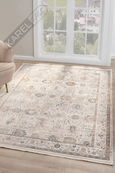 Seyran Halı Asır Koleksiyonu 256 Krem Polyester Vintage Halı